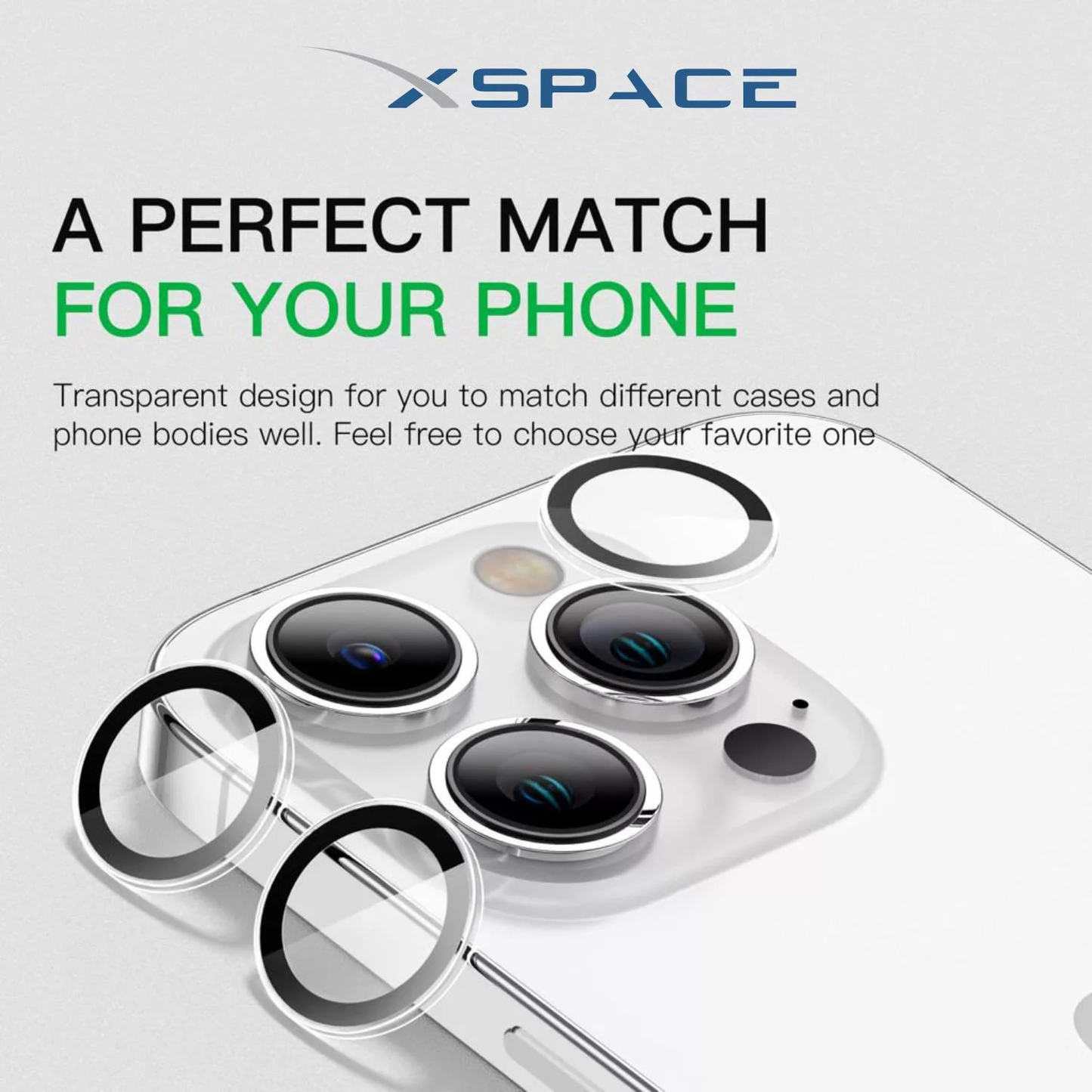 Raopro XSPACE Camera Lens Glass for iPhone 14 Pro/Pro Max - Silver