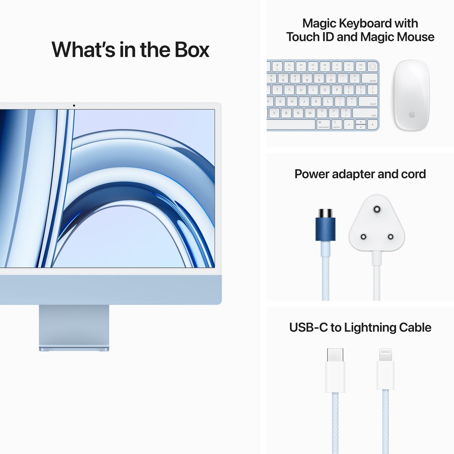 24-inch iMac with Retina 4.5K display: Apple M3 chip with 8core CPU and 10core GPU, 256GB SSD - Blue