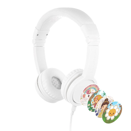Onanoff BuddyPhones Explore+ foldable and durable headphones designed for kids - Snow White
